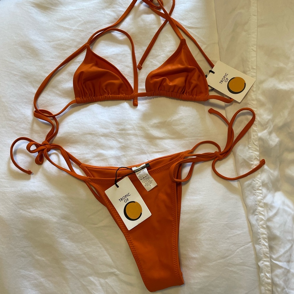 Tropic of C Praia top and bottom in burnt orange